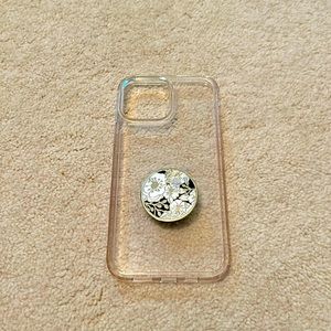 clear iphone case - INCLUDES popsocket
